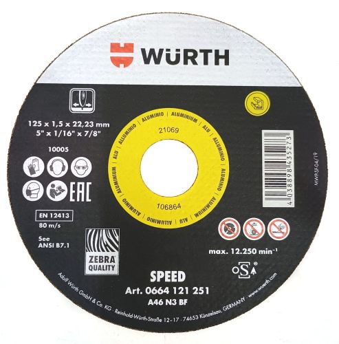 URTH TARCZA DO CIĘCIA ALUMINIUM SPEED 125x1,5x22,23mm 0664121251