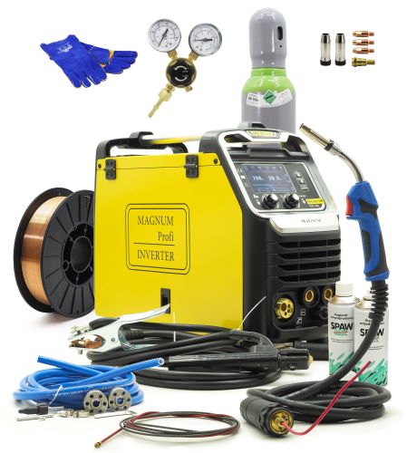 Zestaw spawarka MAGNUM MIG 221 DUAL PULS SYNERGIA 4x4 MMA 200A 230V PÓŁAUTOMAT