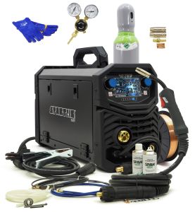 Zestaw Spawarka SPARTUS EasyMIG 219 DUAL PULSE PÓŁAUTOMAT 4-ROLKI 230V 200A  BUTLA REDUKTOR