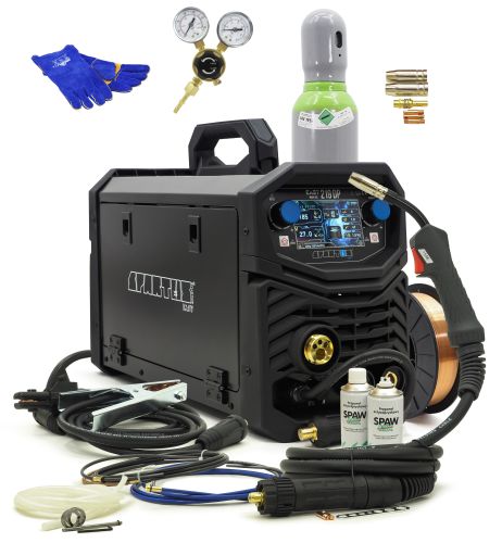 Zestaw Spawarka SPARTUS EasyMIG 219 DUAL PULSE PÓŁAUTOMAT 4-ROLKI 230V 200A BUTLA REDUKTOR