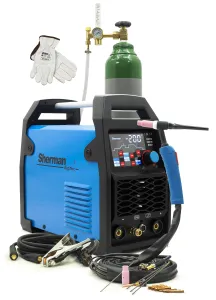 Zestaw Spawarka SHERMAN DIGITIG 208 DC MULTI 200A 230V LED HF TIG butla reduktor