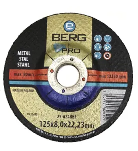 BERG TARCZA DO SZLIFOWANIA METALU 125x8,0x22 8mm B409512580
