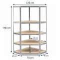 REGAŁ MAGAZYNOWY NAROŻNY METALOWY 180x90x40 5 półek